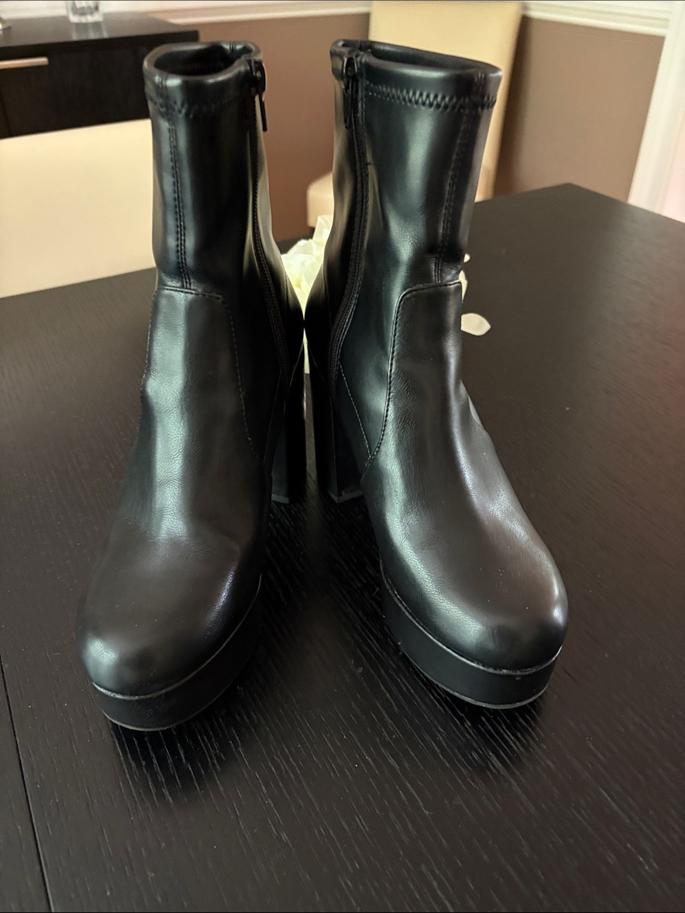 Madden Girl Black Platform Zip-Up Ankle Heeled Boots